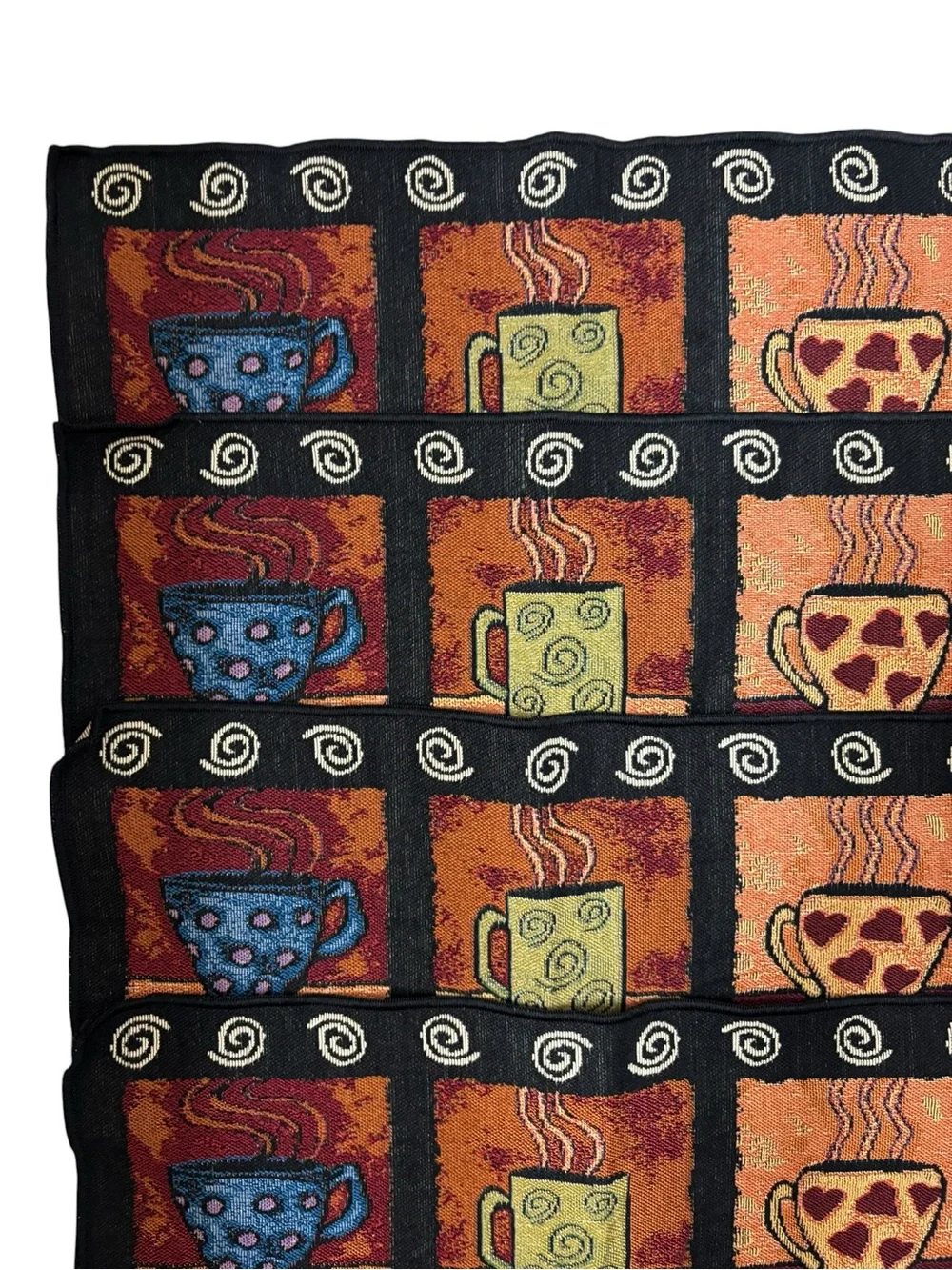 Vintage decorative kitchen table 4 placemats set retro unique stitch coffee cups